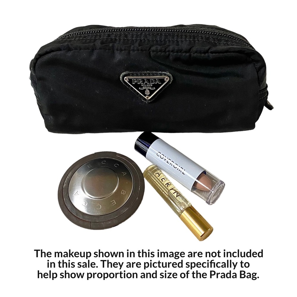 AUTHENTIC VINTAGE PRADA VELA TESSUTO NYLON SMALL ZIP COSMETIC BAG/POUCH, BLACK - Picture 5 of 16